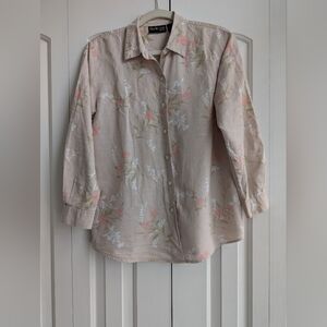 Style & Co. Beige Floral Blouse Size M Petite